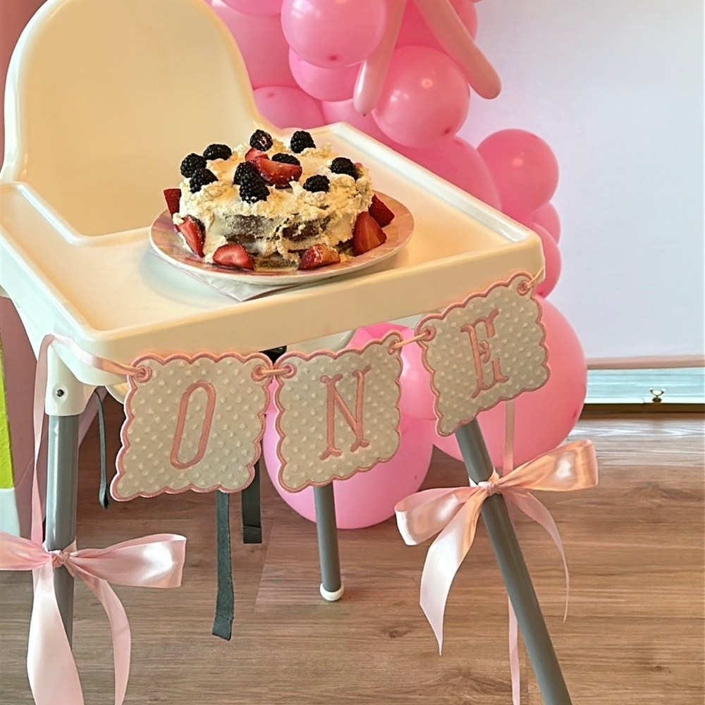 Pink “One” Banner Party Decorations